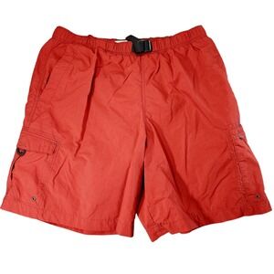 Columbia Swim Trunks L Men‎ Nylon Cargo 9" Red Mesh Lined Performance Wicking